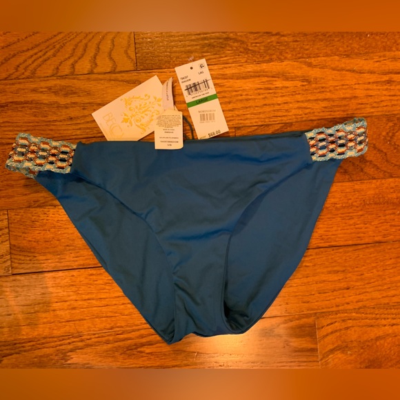 NWT Blue Becca Bikini Bottom Tab Side SZ L - Picture 1 of 4